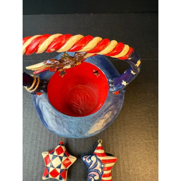 Jim Shore Star Spangled Splendor Patriotic Basket Stars Eagle No Box *READ - Picture 2 of 12